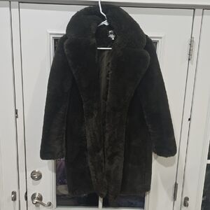 APPARIS long faux fur coat.  Noir.  Size S. Great condition.